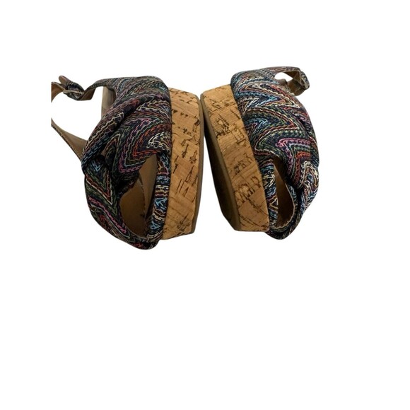 EUC Nine West ABBE Boho Cork Wedge Sandal Size 5 1/2 M Woven Hippie - Picture 5 of 7